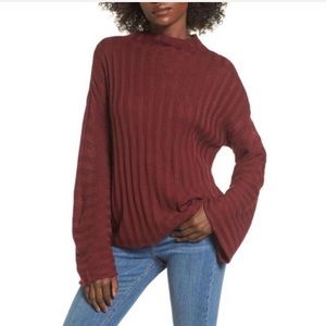 B.P. Nordstrom Bell Sleeved Burgundy Top